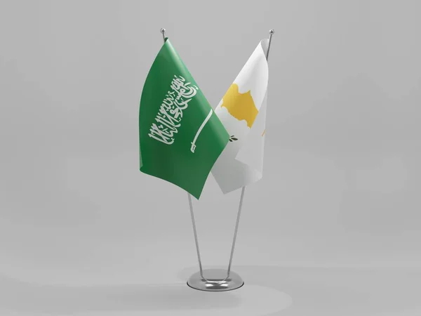 Kypr Saúdská Arábie Vlajky Spolupráce Bílé Pozadí Render — Stock fotografie