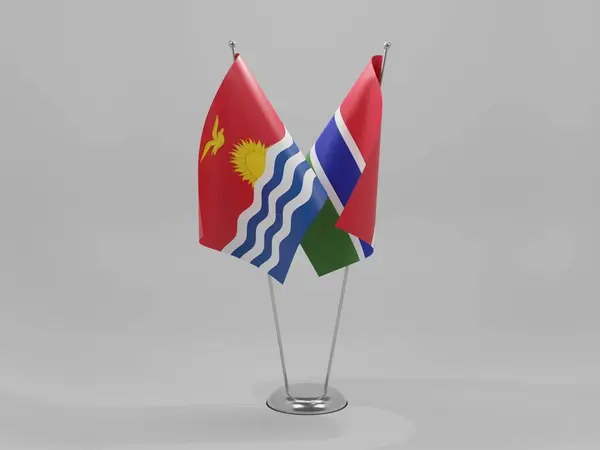 Gambia Banderas Cooperación Kiribati Fondo Blanco Render — Foto de Stock