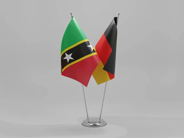 Germania Bandiere Cooperazione Saint Kitts Nevis Sfondo Bianco Render — Foto Stock