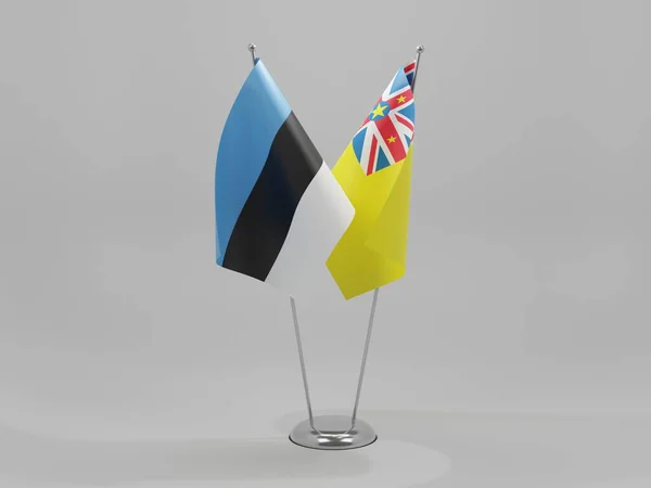 Niue Estonia Cooperation Flags White Background Render — стокове фото