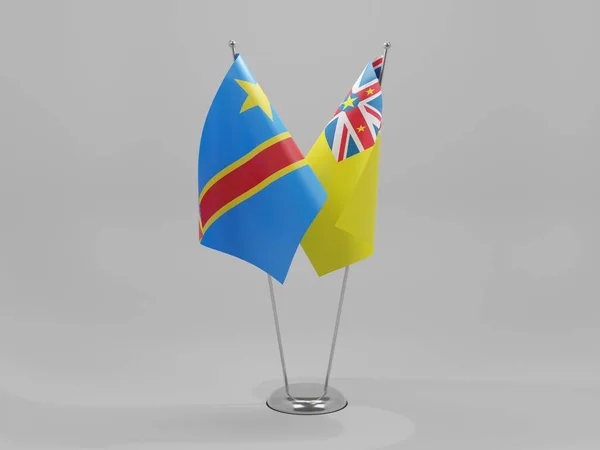Niue Demokratická Republika Kongo Vlajky Spolupráce Bílé Pozadí Render — Stock fotografie
