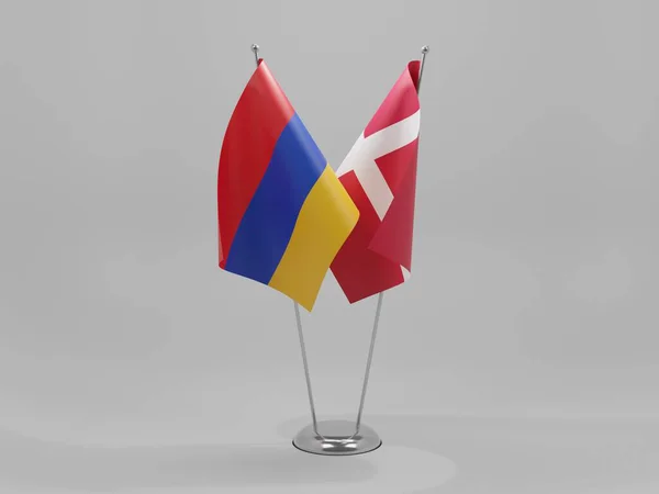 Dinamarca Armenia Banderas Cooperación Fondo Blanco Render —  Fotos de Stock