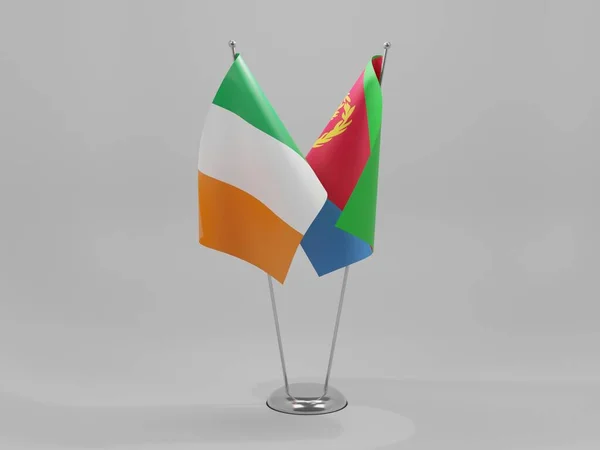 Eritrea Irlands Samarbetsflaggor Vit Bakgrund Render — Stockfoto