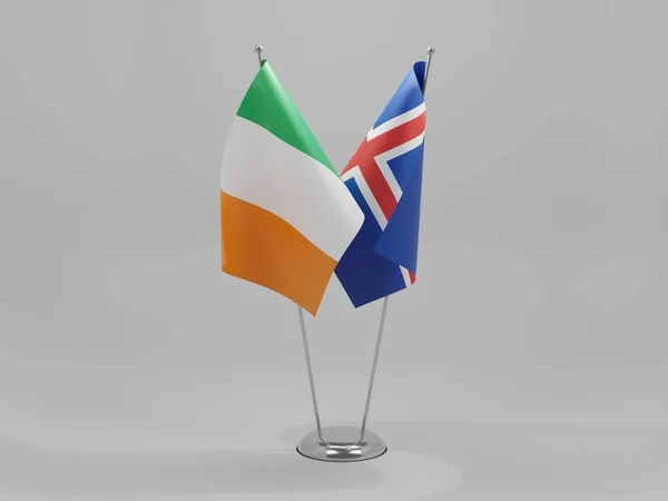 Iceland Ireland Cooperation Flags White Background Render — Stock Photo, Image