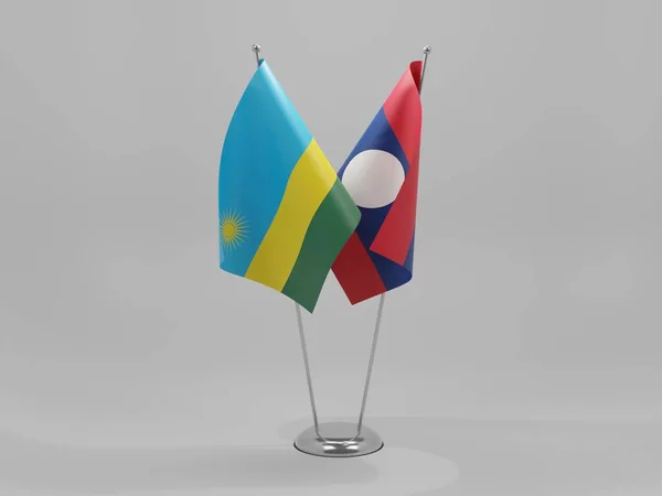 Laos Rwanda Cooperation Flags White Background Render — Stock Photo, Image