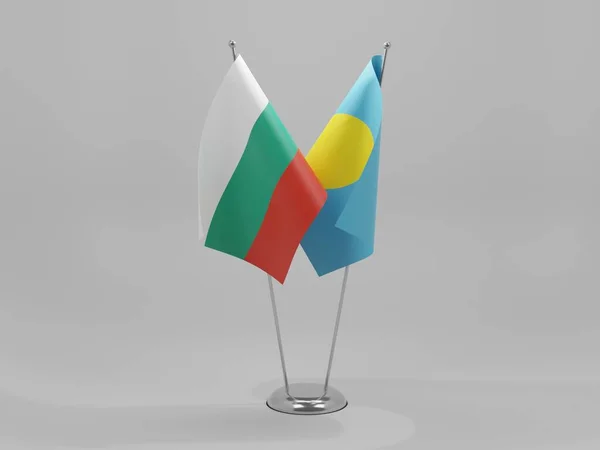 Palau Banderas Cooperación Bulgaria Fondo Blanco Render —  Fotos de Stock
