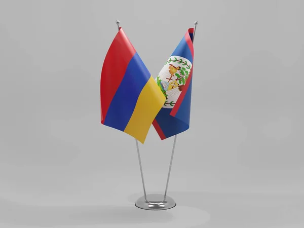 Belize Armenië Samenwerking Vlaggen Witte Achtergrond Render — Stockfoto