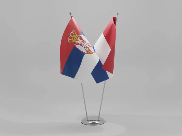 Netherlands Serbia Cooperation Flags White Background Render — стокове фото