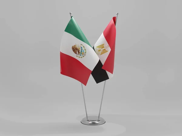 Egipto Banderas Cooperación México Fondo Blanco Render — Foto de Stock