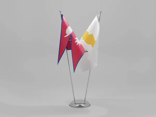 Chipre Bandeiras Cooperação Nepal Fundo Branco Render — Fotografia de Stock