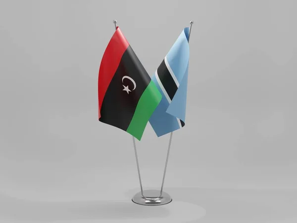 Σημαίες Συνεργασίας Μποτσουάνα Λιβύη Λευκό Φόντο Render — Φωτογραφία Αρχείου