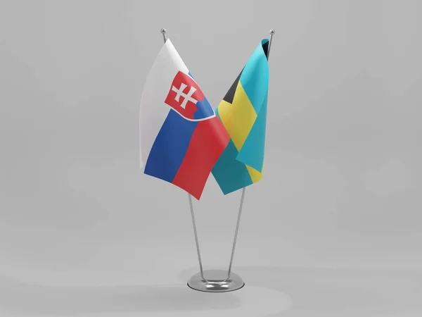 Bahamas Banderas Cooperación Eslovaquia Fondo Blanco Render —  Fotos de Stock