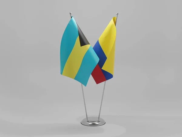 Colombia Bahamas Cooperation Flags White Background Render — Stock Photo, Image