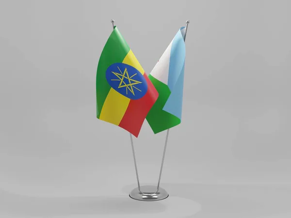 Djibouti Ethiopia Cooperation Flags White Background Render — Stock Photo, Image