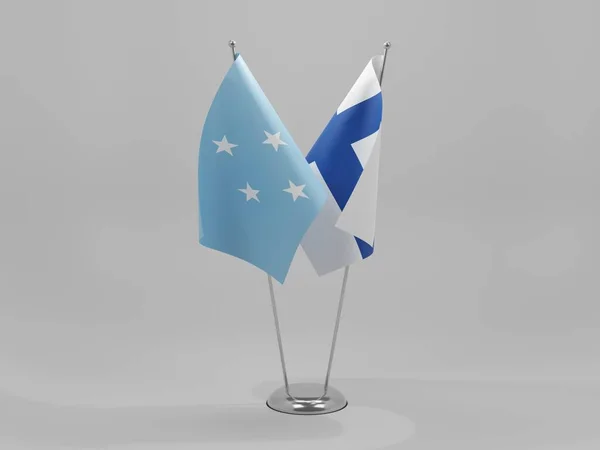 Finlandia Mikronezja Flagi Współpracy Białe Tło Render — Zdjęcie stockowe