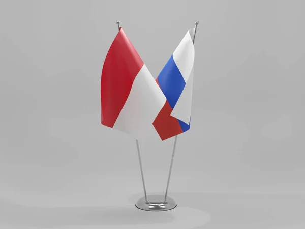 Rusia Banderas Cooperación Mónaco Fondo Blanco Render — Foto de Stock