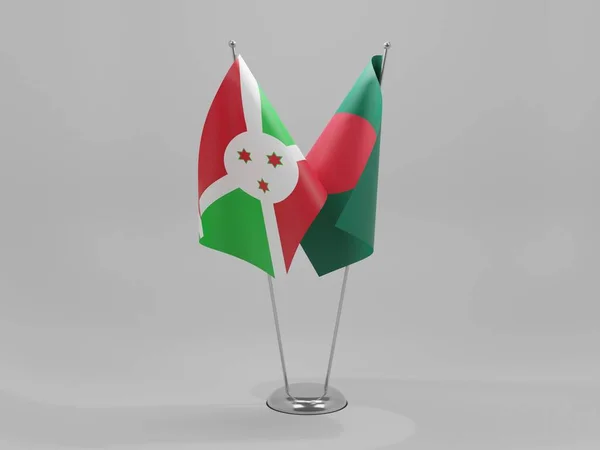 Bangladesh Banderas Cooperación Burundi Fondo Blanco Render — Foto de Stock