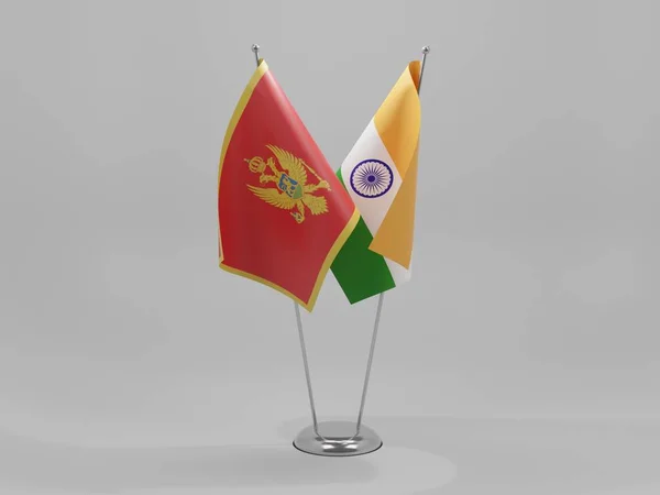 Banderas Cooperación India Montenegro Fondo Blanco Render —  Fotos de Stock