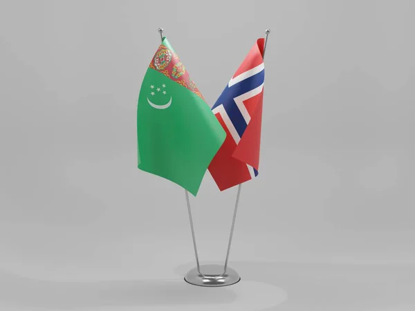 Σημαίες Συνεργασίας Νορβηγίας Τουρκμενιστάν Λευκό Φόντο Render — Φωτογραφία Αρχείου