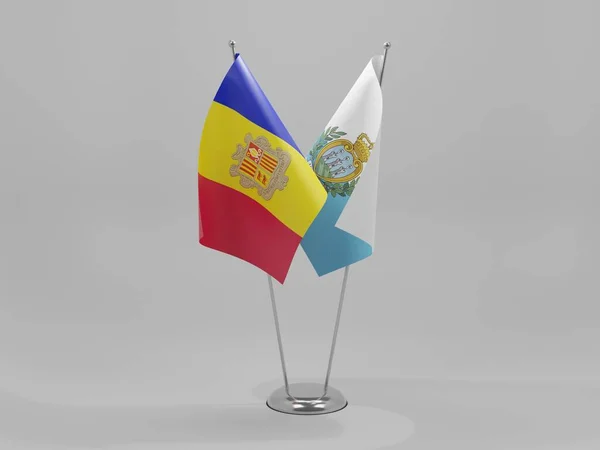 San Marino Vlajky Spolupráce Andorra Bílé Pozadí Vykreslení — Stock fotografie