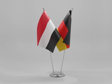 Almanya - Yemen İşbirliği Bayrakları, Beyaz Arkaplan - 3D Yapılandırma
