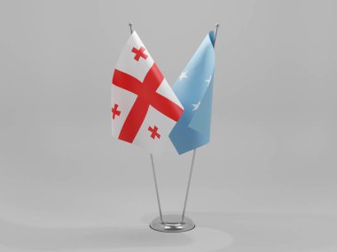 Mikronezya - Georgia İşbirliği Bayrakları, Beyaz Arkaplan - 3D Render