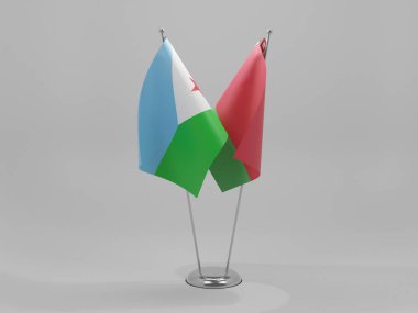 Belarus - Cibuti İşbirliği Bayrakları, Beyaz Arkaplan - 3D Yapılandırma
