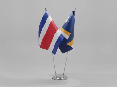 Marshall Adaları - Kosta Rika İşbirliği Bayrakları, Beyaz Arkaplan - 3D Render