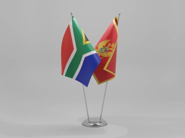 Karadağ - Güney Afrika İşbirliği Bayrakları, Beyaz Arkaplan - 3D Hazırlama