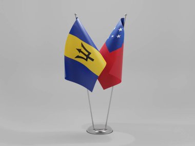 Samoa - Barbados İşbirliği Bayrakları, Beyaz Arkaplan - 3D Render
