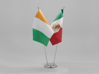 Meksika - Cote D Filo İşbirliği Bayrakları, Beyaz Arkaplan - 3D Render