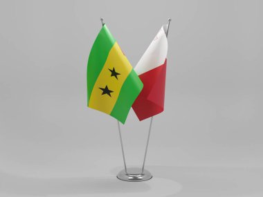 Malta - Sao Tome ve Principe İşbirliği Bayrakları, Beyaz Arkaplan - 3D Render