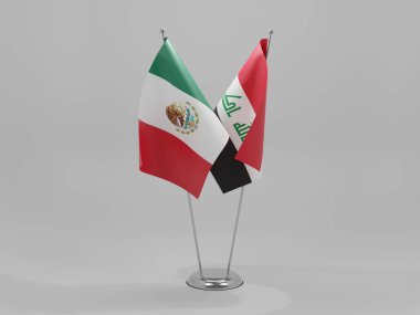 Irak - Meksika İşbirliği Bayrakları, Beyaz Arkaplan - 3D Yapılandırma