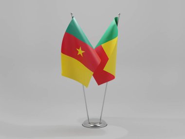 Benin - Kamerun İşbirliği Bayrakları, Beyaz Arkaplan - 3D Render