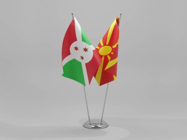 Makedonya - Burundi İşbirliği Bayrakları, Beyaz Arkaplan - 3D Hazırlama