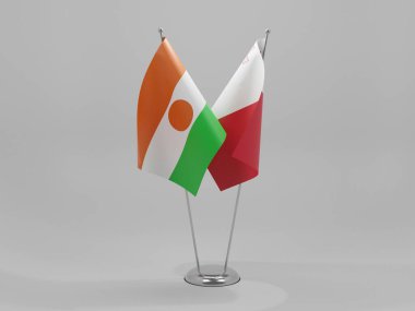 Malta - Nijer İşbirliği Bayrakları, Beyaz Arkaplan - 3D Render