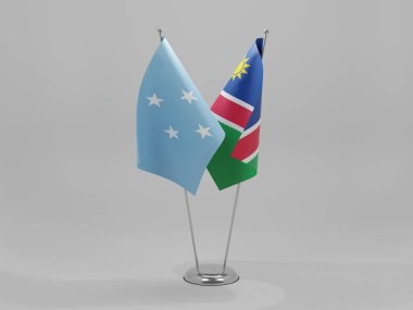 Namibya - Mikronezya İşbirliği Bayrakları, Beyaz Arkaplan - 3D Render