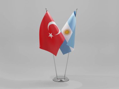 Arjantin - Türkiye İşbirliği Bayrakları, Beyaz Arkaplan - 3D Hazırlama