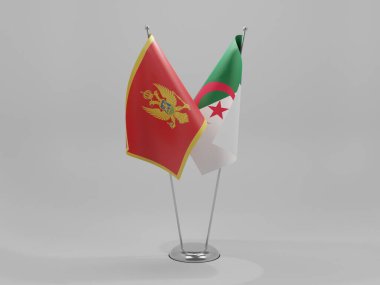 Cezayir - Karadağ İşbirliği Bayrakları, Beyaz Arkaplan - 3D Hazırlama