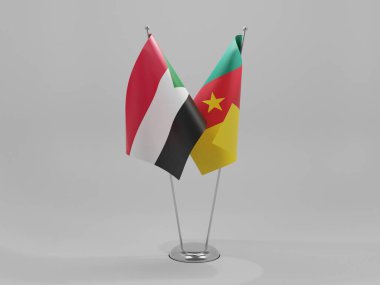 Kamera - Sudan İşbirliği Bayrakları, Beyaz Arkaplan - 3D Render