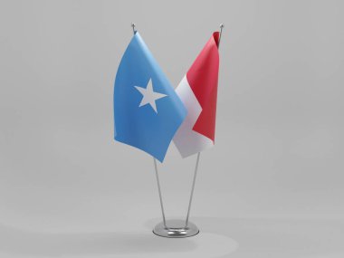 Monako - Somali İşbirliği Bayrakları, Beyaz Arkaplan - 3D Render