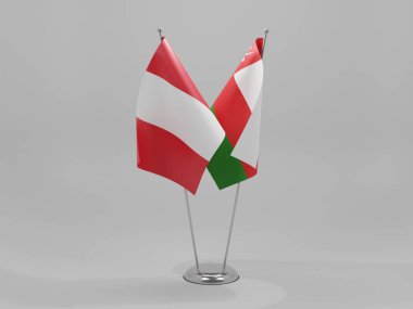 Umman - Peru İşbirliği Bayrakları, Beyaz Arkaplan - 3D Render