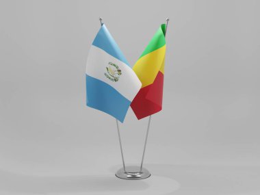 Mali - Guatemala İşbirliği Bayrakları, Beyaz Arkaplan - 3D Render