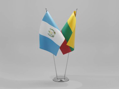 Litvanya - Guatemala İşbirliği Bayrakları, Beyaz Arkaplan - 3D Render