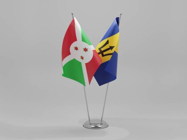 Barbados - Burundi İşbirliği Bayrakları, Beyaz Arkaplan - 3D Render
