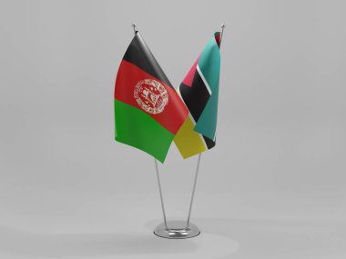 Mozambik - Afganistan İşbirliği Bayrakları, Beyaz Arkaplan - 3D Render