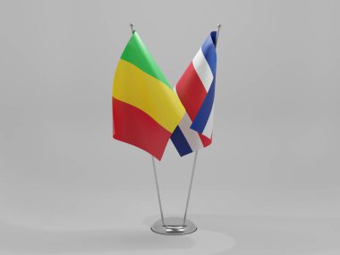 Kosta Rika - Mali İşbirliği Bayrakları, Beyaz Arkaplan - 3D Render