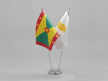 Kıbrıs - Grenada İşbirliği Bayrakları, Beyaz Arkaplan - 3D Renklendirme