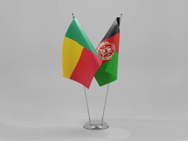 Afganistan - Benin İşbirliği Bayrakları, Beyaz Arkaplan - 3D Yapılandırma