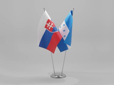 Honduras - Slovakya İşbirliği Bayrakları, Beyaz Arkaplan - 3D Render